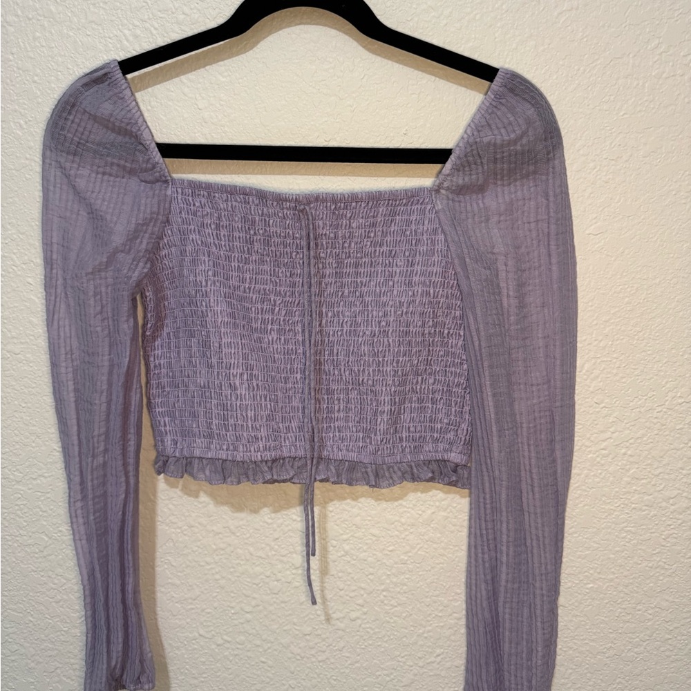 Lavender Smocked Off-Shoulder Top